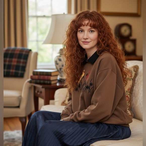 Vintage Tops - Vintage Morning Sun Brown Cardinal Red Bird Sweatshirt Top Size 2X